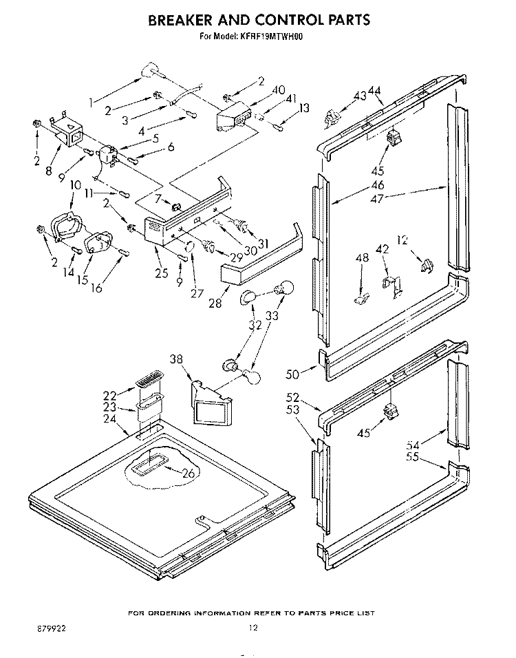 BREAKER AND CONTROL Diagram and Parts List for KFRF19MTPL00  Whirlpool Refrigerator