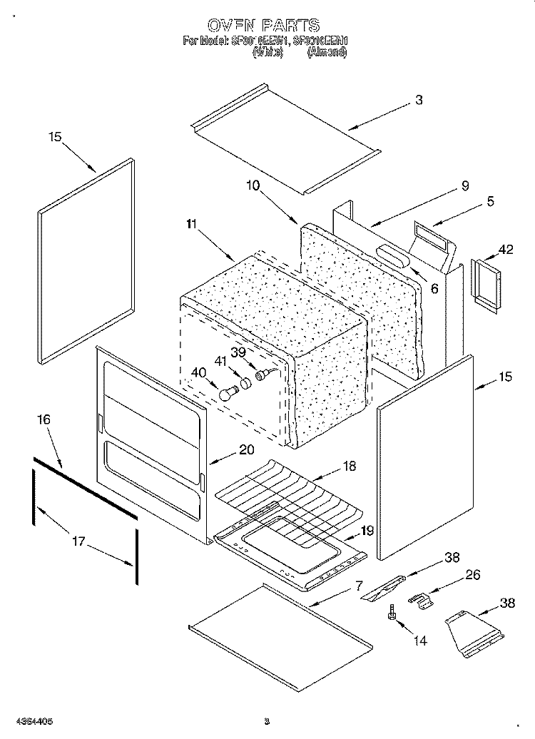 OVEN Diagram and Parts List for SF3010EEW1  Whirlpool Range