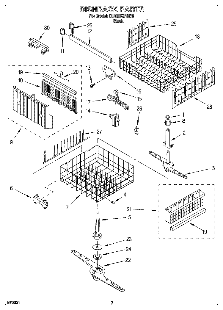 DISHRACK, LIT/OPTIONAL Diagram and Parts List for DU960QPDB0  Whirlpool Dishwasher