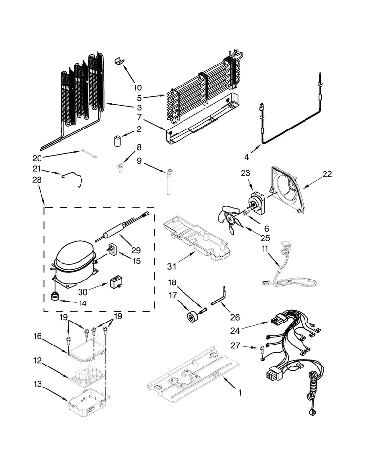 Unit Parts Diagram and Parts List for WRF560SFYM01  Whirlpool Refrigerator