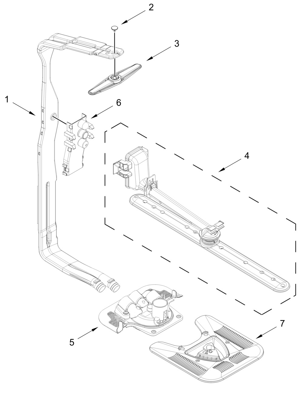 Upper Wash And Rinse Parts Diagram and Parts List for MDB7959SKZ4  Whirlpool Dishwasher