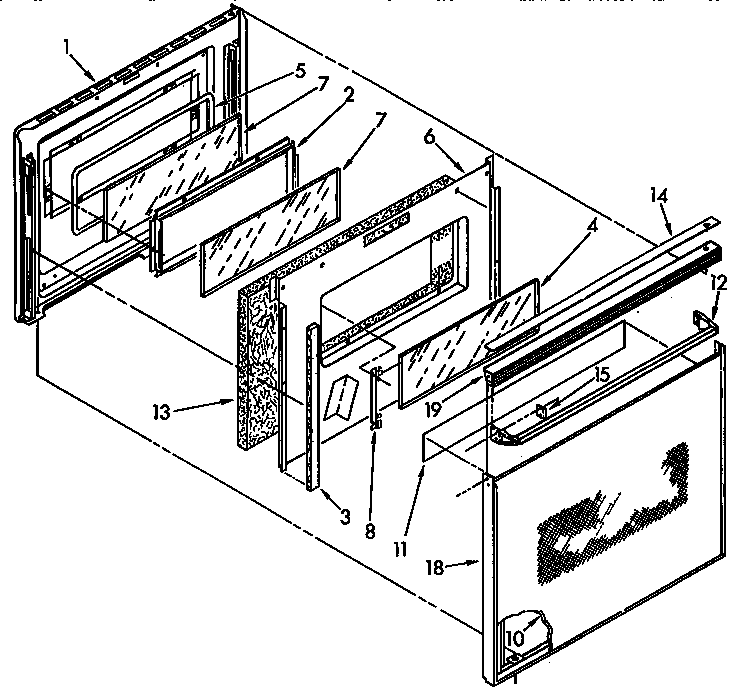 Door Diagram and Parts List for KEDS207AL1  KitchenAid Range