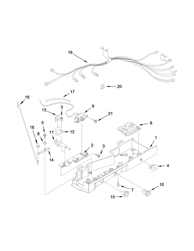 Control Box Parts Diagram and Parts List for WRS322FNAE02  Whirlpool Refrigerator