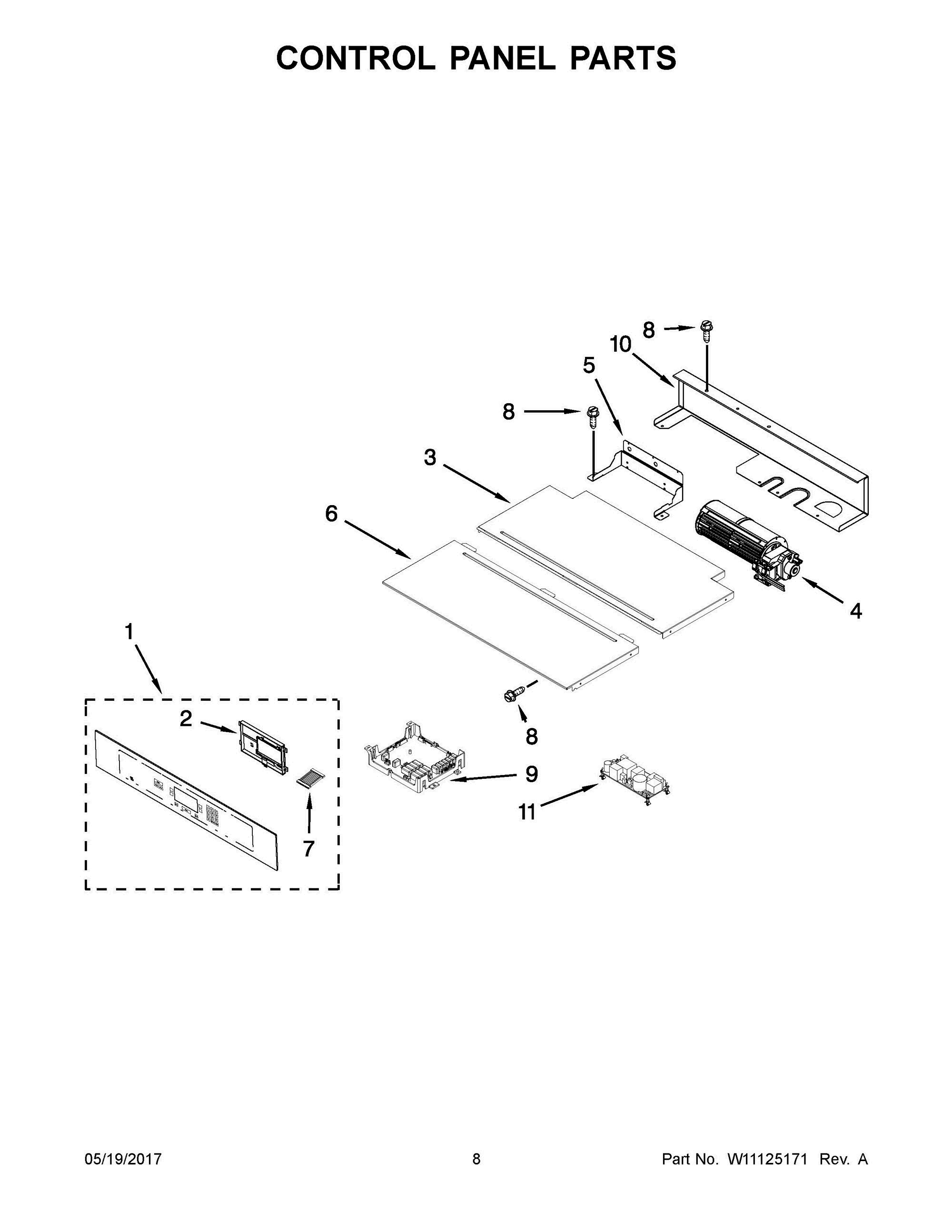 05 - CONTROL PANEL PARTS Diagram and Parts List for JMW2427WS03  Whirlpool Microwave
