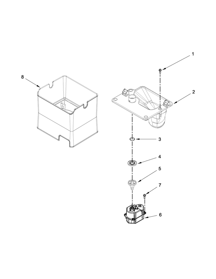 Motor And Ice Container Parts Diagram and Parts List for 7WF736SDAM11  Whirlpool Refrigerator