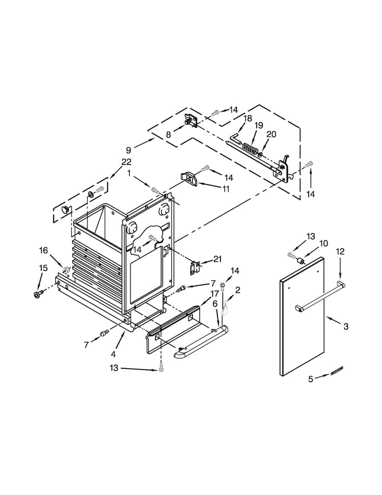 Container Parts Diagram and Parts List for KTTS505EWH0  KitchenAid Trash Compactor