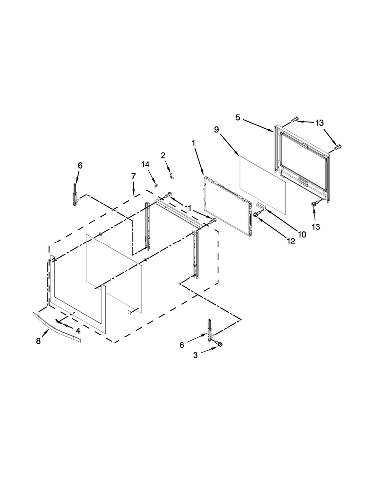 Oven Door Parts Diagram and Parts List for WOC95EC0AS03  Whirlpool Microwave