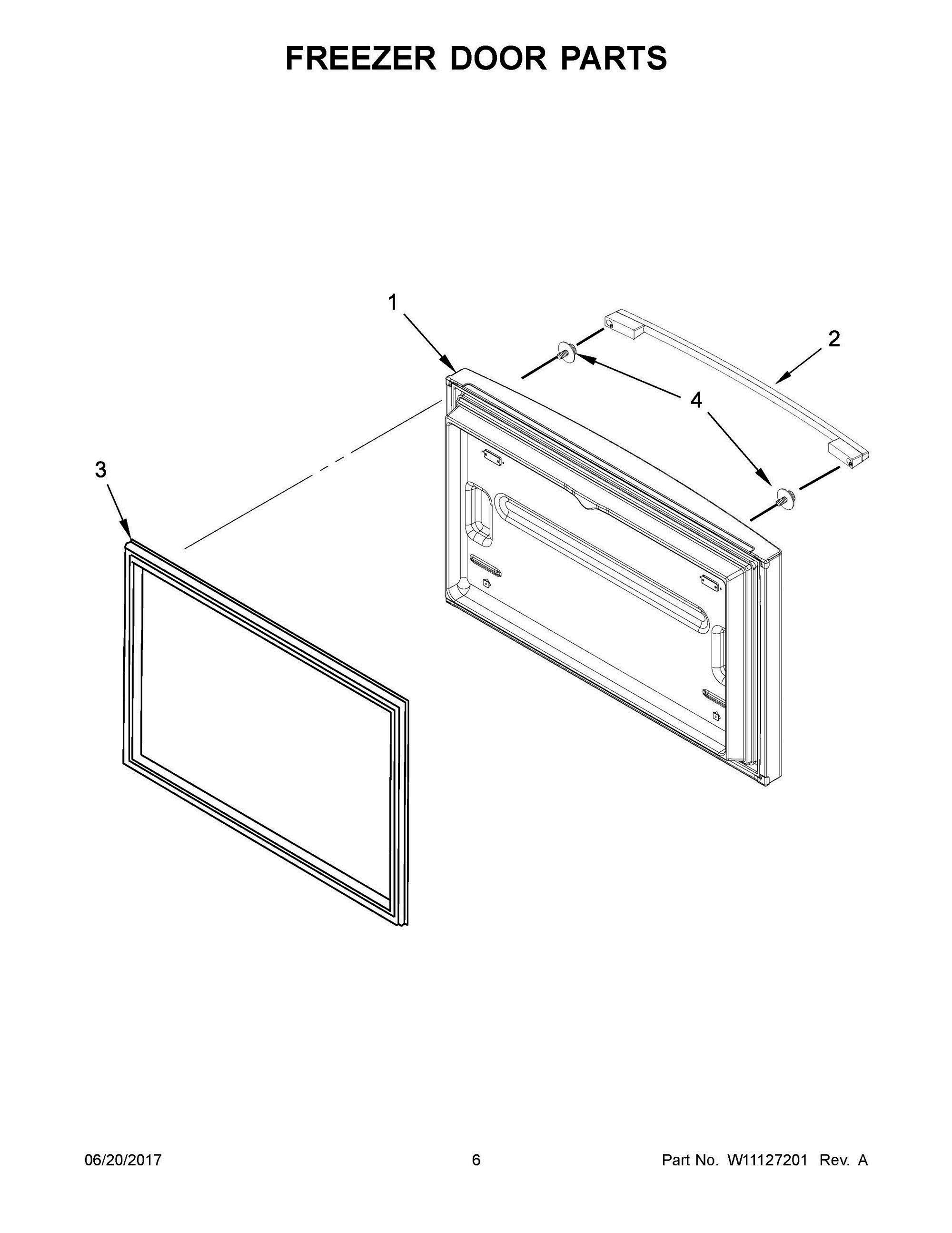 04 - FREEZER DOOR PARTS Diagram and Parts List for WRFA32SMHZ00  Whirlpool Refrigerator