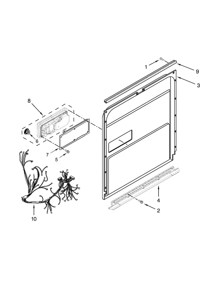 Inner Door Parts Diagram and Parts List for KUDE20FBWH1  KitchenAid Dishwasher