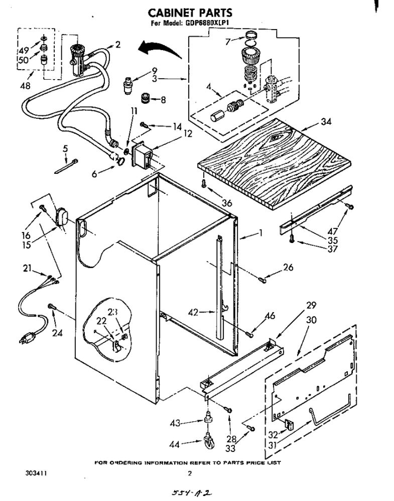 Cabinet Diagram and Parts List for GDP6880XLP1  Whirlpool Dishwasher