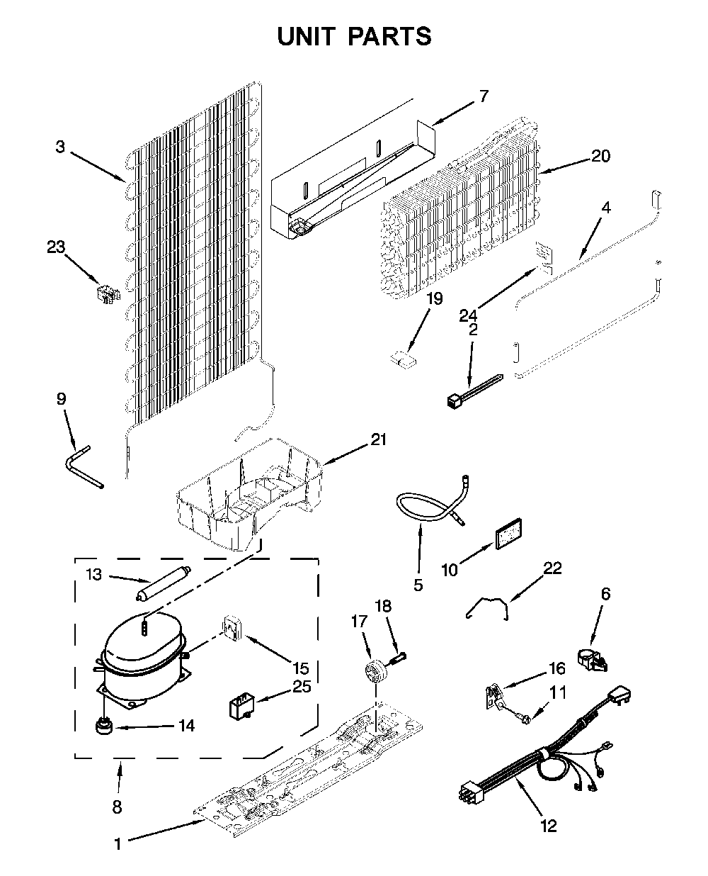 Unit parts Diagram and Parts List for 10676393414  Kenmore Refrigerator