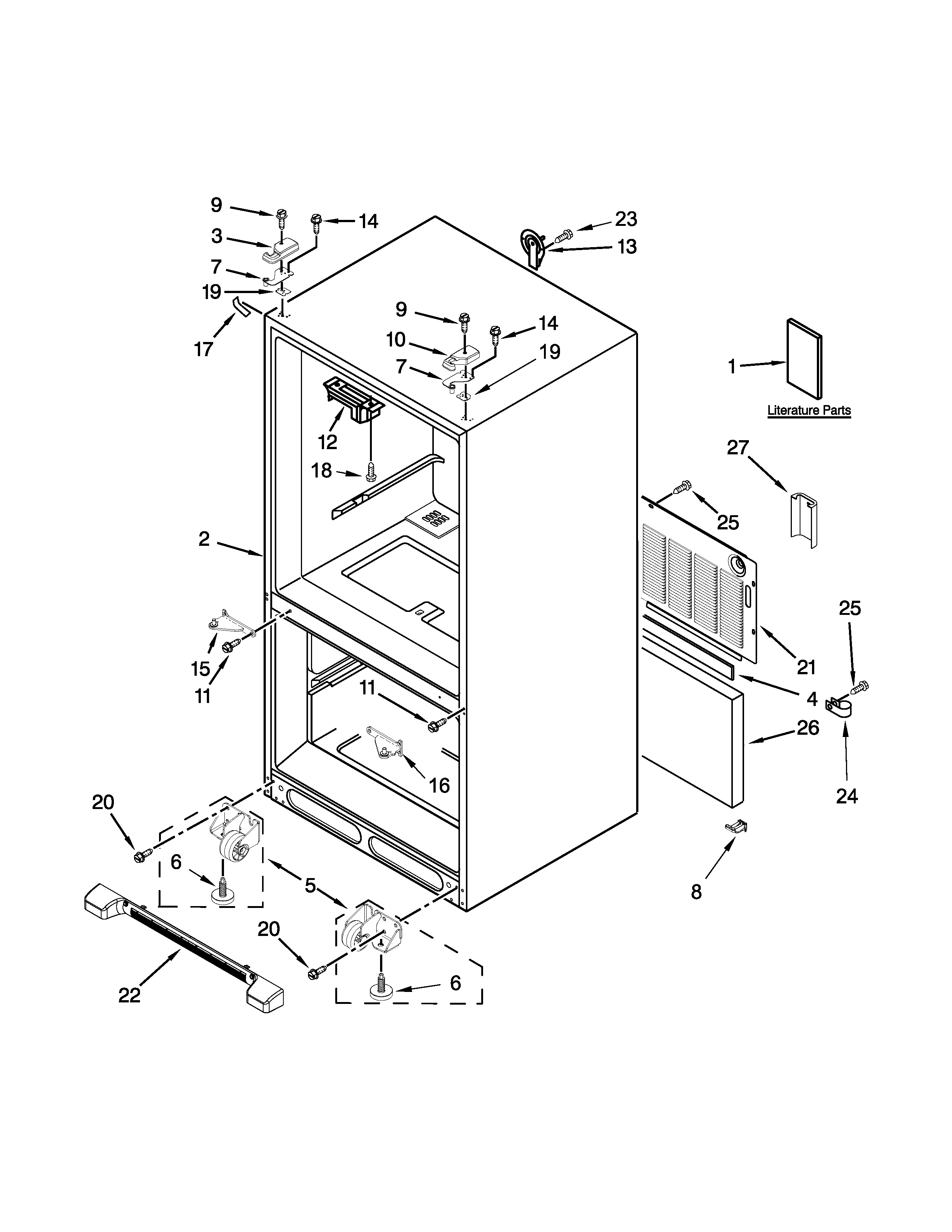 Cabinet Parts Diagram and Parts List for 59679422411  Kenmore Refrigerator
