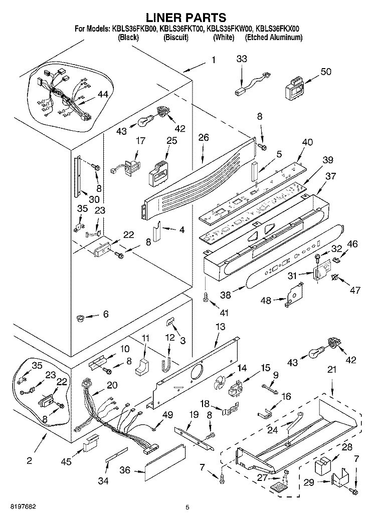 LINER Diagram and Parts List for KBLS36FKW00  KitchenAid Refrigerator