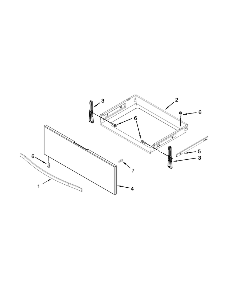 Drawer Parts Diagram and Parts List for WEE760H0DH0  Whirlpool Range