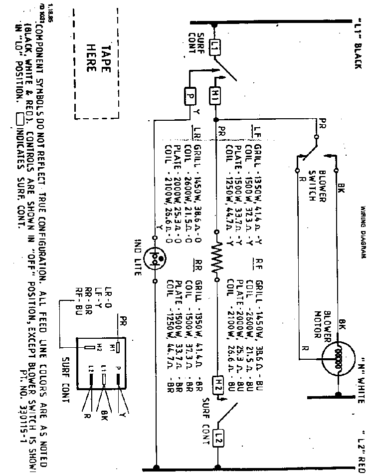 Wiring Diagram Diagram and Parts List for 2142*0E  Roper Range