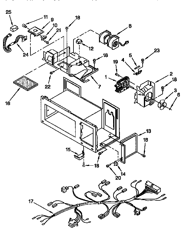 Interior Diagram and Parts List for MH7116XBB6  Whirlpool Microwave