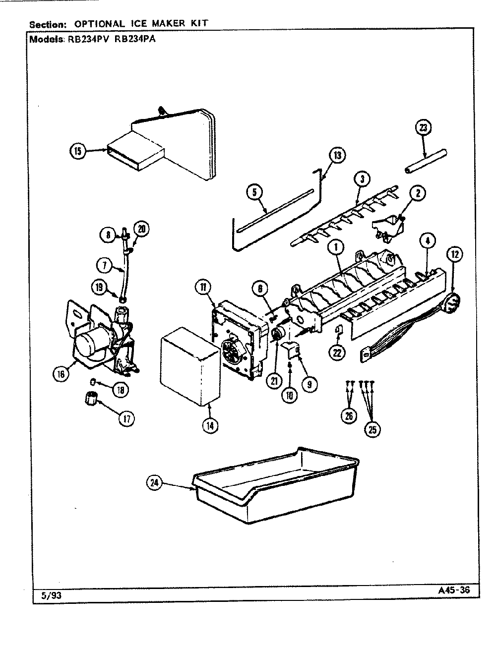 06 - Optional Ice Maker Kit Diagram and Parts List for RB234PA  Whirlpool Refrigerator
