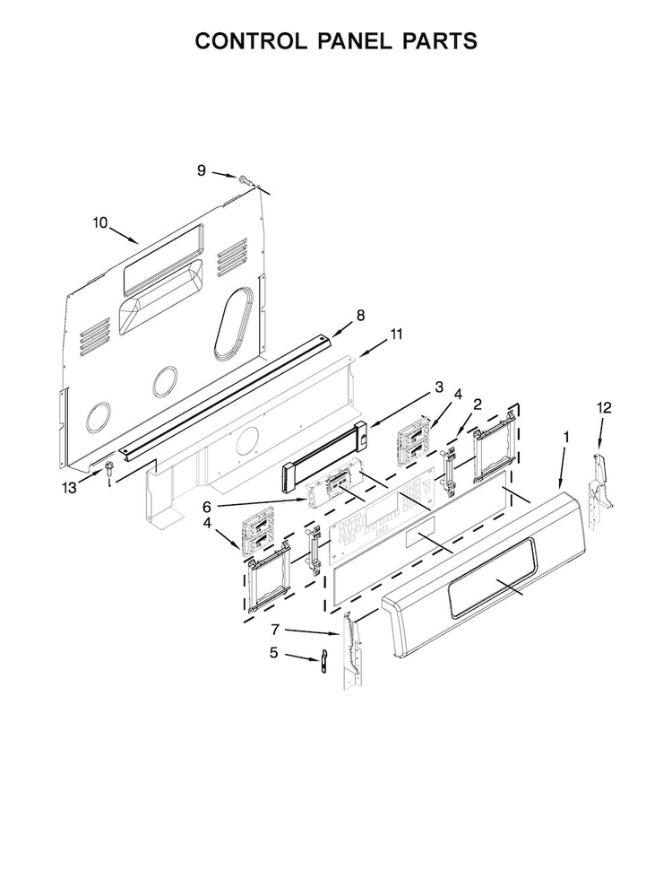 Control Panel Parts Diagram and Parts List for KERS306BSS1  KitchenAid Range