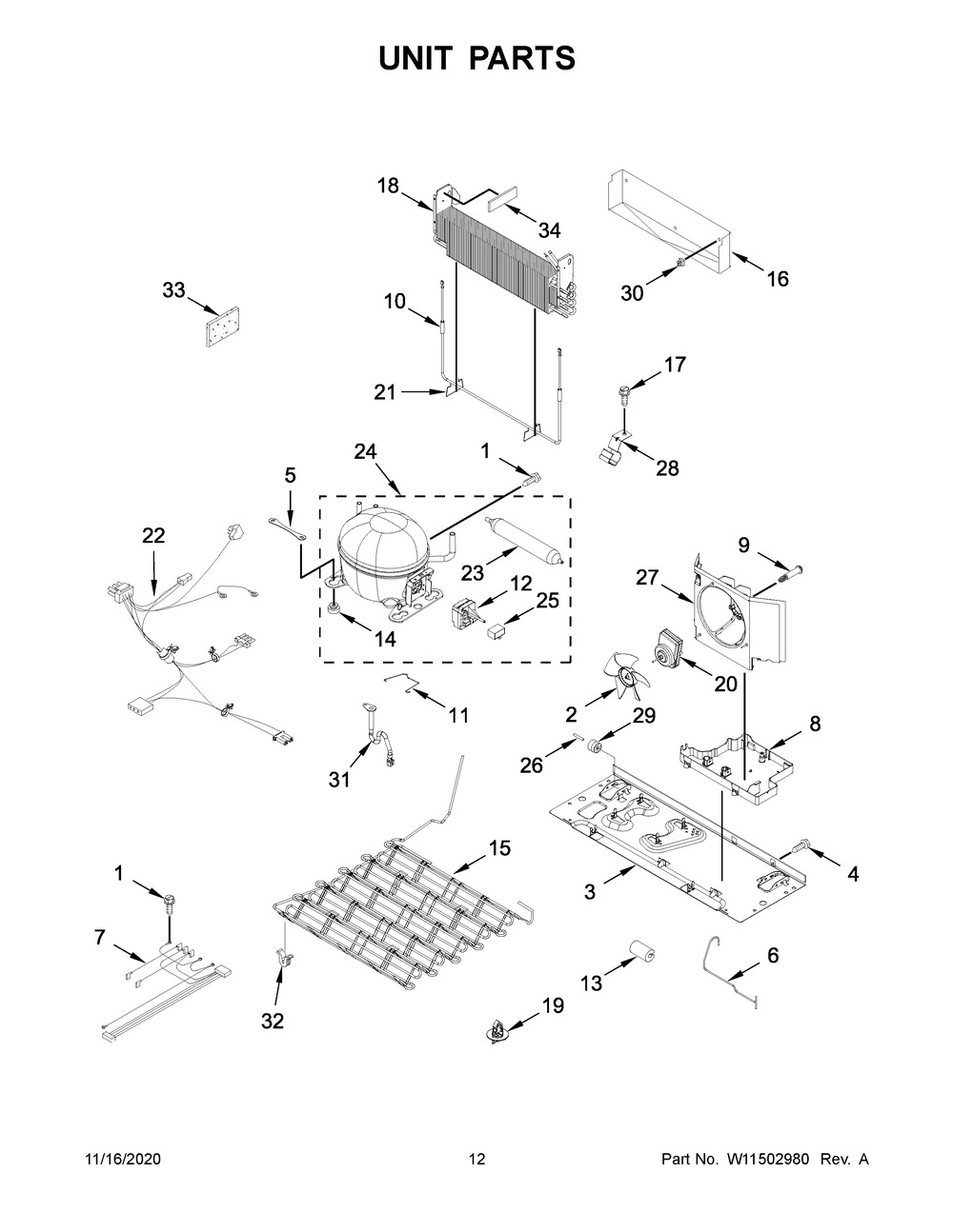 Unit Parts Diagram and Parts List for WRB329LFBM02  Whirlpool Refrigerator