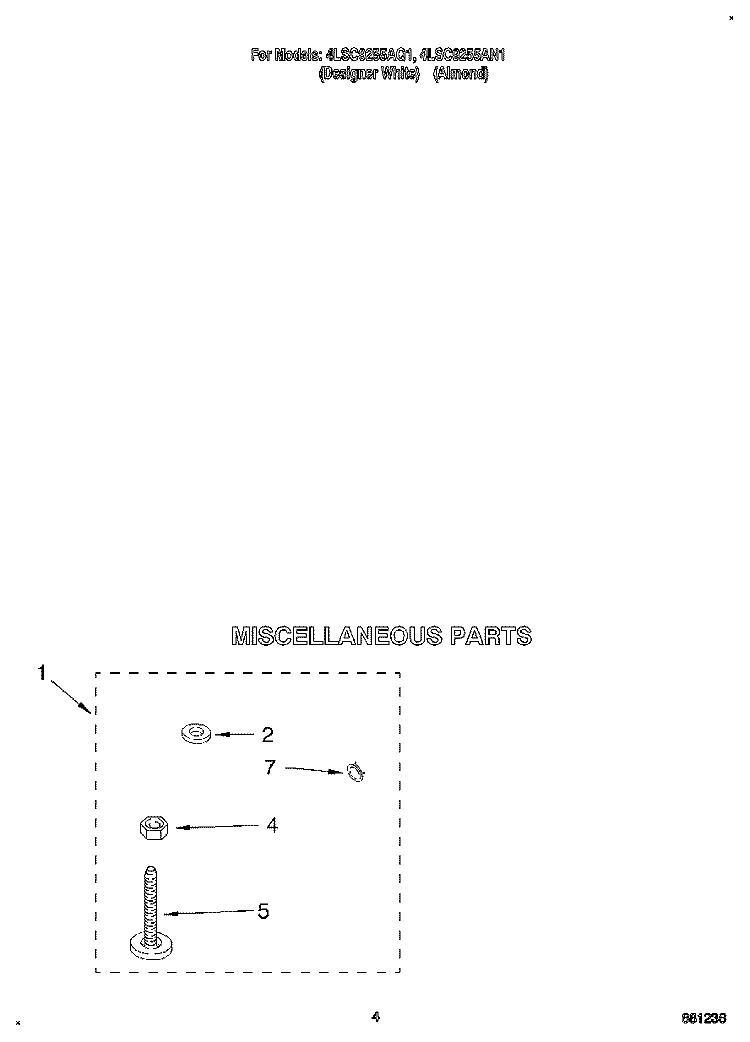 MISCELLANEOUS Diagram and Parts List for 4LSC9255AQ1  Whirlpool Washer