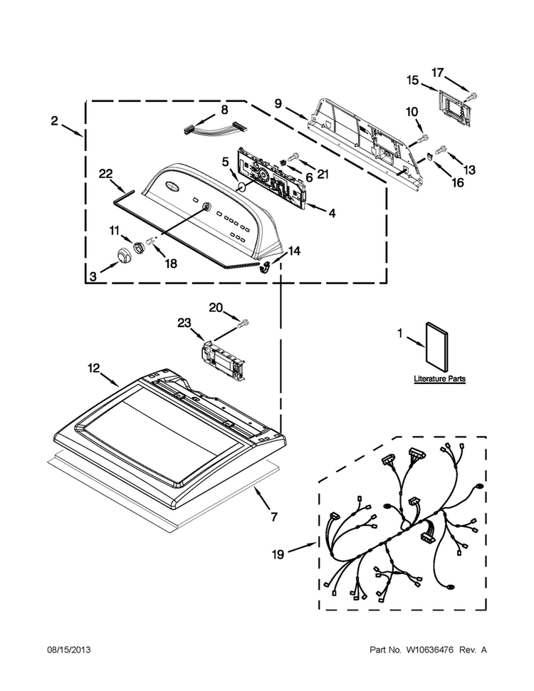 Top And Console Parts Diagram and Parts List for WGD5700AC1  Whirlpool Dryer