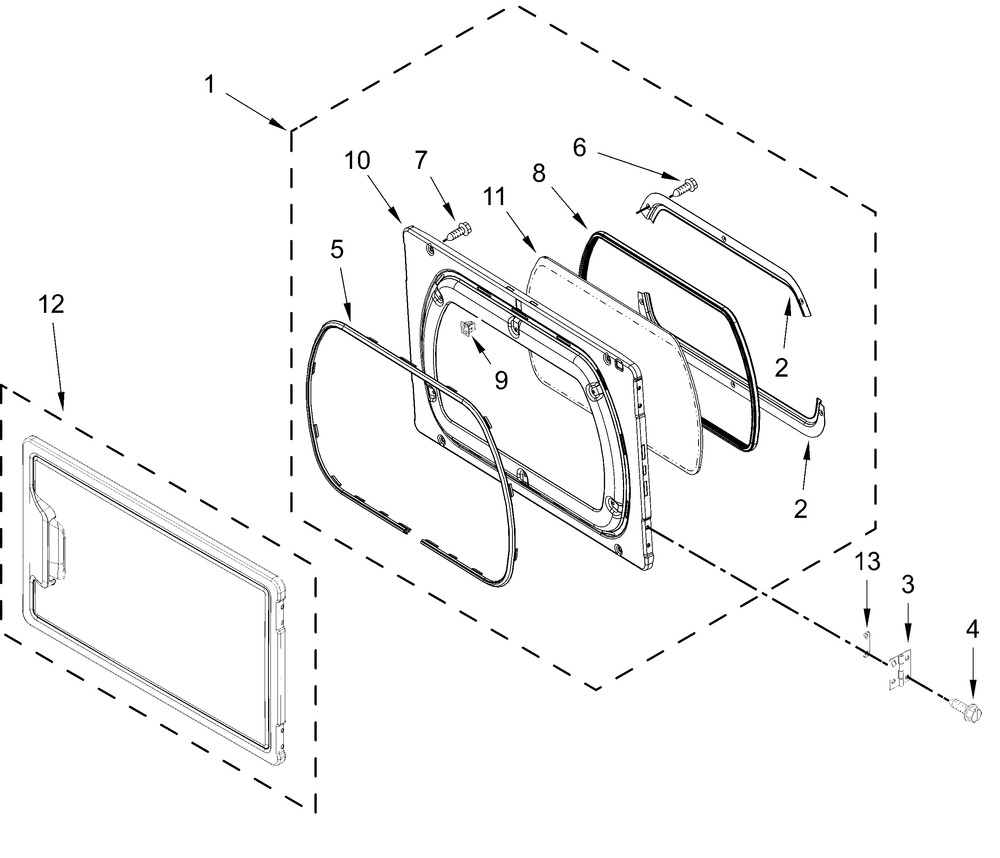Door Parts Diagram and Parts List for MLE26PRLYW0  Whirlpool Dryer