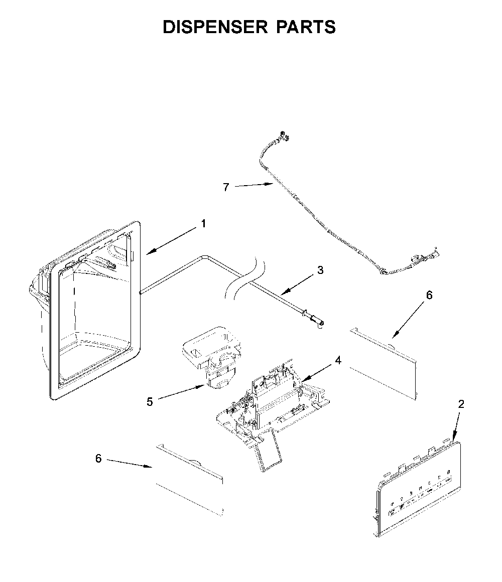 Dispenser parts Diagram and Parts List for WRS321SDHB04  Whirlpool Refrigerator