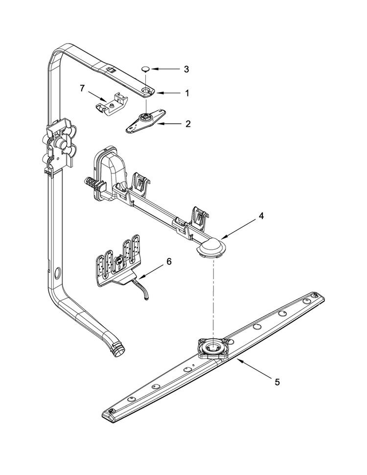 Upper Wash And Rinse Parts Diagram and Parts List for KDFE454CSS4  KitchenAid Dishwasher
