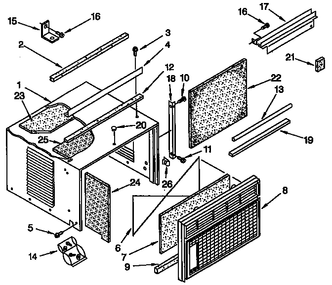Cabinet Parts Diagram and Parts List for 4848790811  Kenmore Air Conditioner