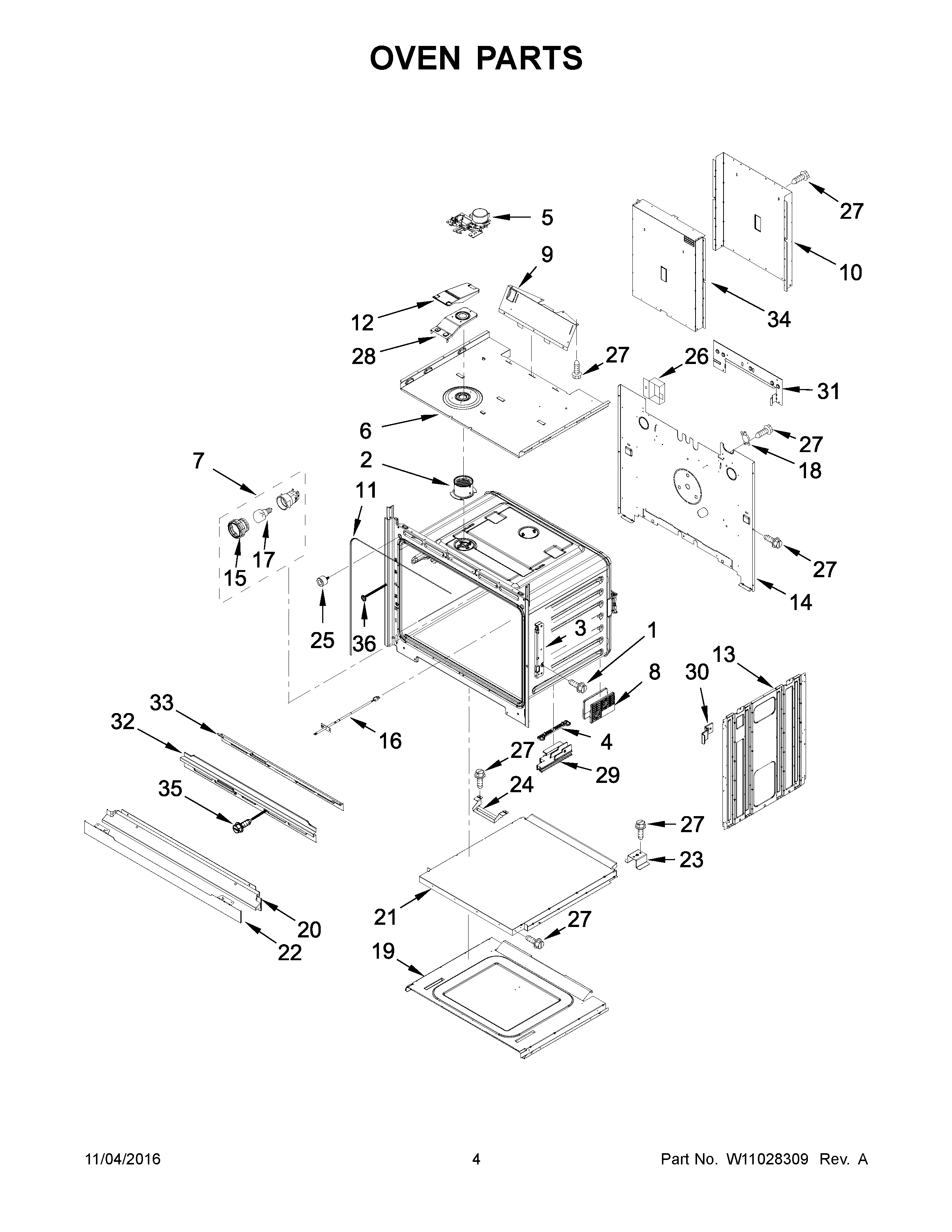 Oven Parts Diagram and Parts List for IBD350DS03  Whirlpool Wall Oven