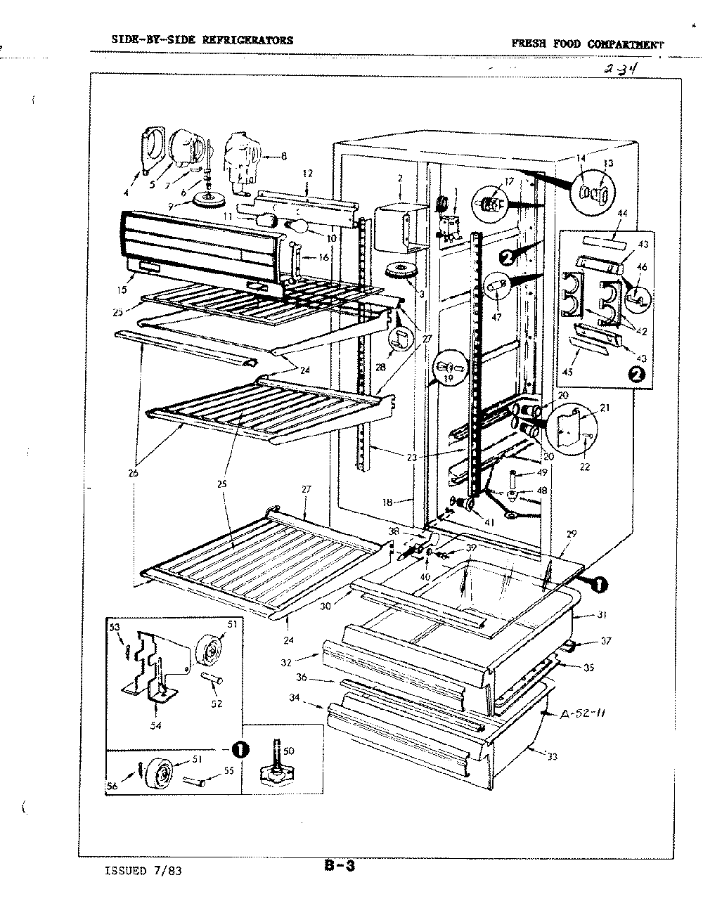 02 - Fresh Food Compartment Diagram and Parts List for RND22AY-3A  Whirlpool Refrigerator
