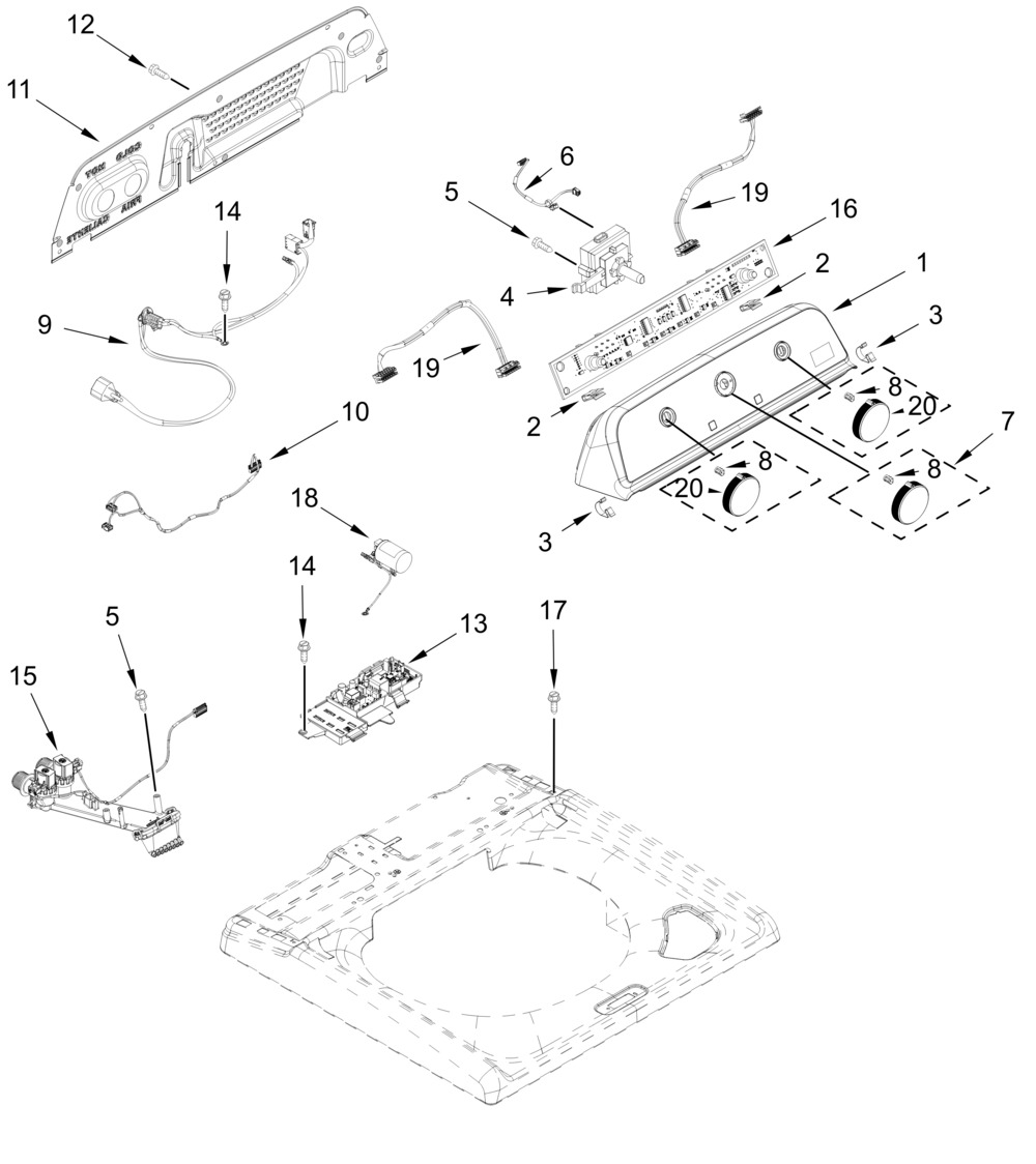 Console And Water Inlet Parts Diagram and Parts List for MTW4200SW0  Whirlpool Washer