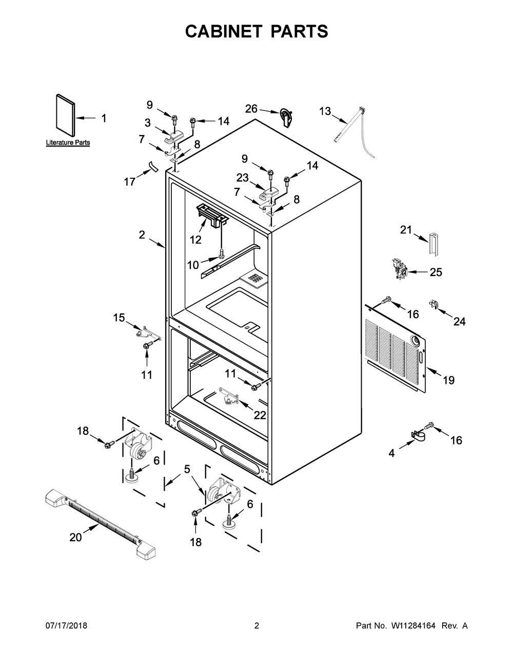 Cabinet Parts Diagram and Parts List for WRF532SMHZ01  Whirlpool Refrigerator