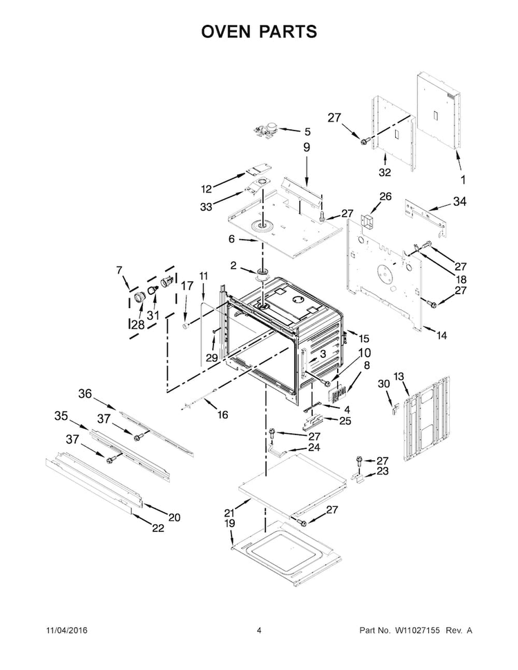 Oven Parts Diagram and Parts List for WOD93EC0AS05  Whirlpool Wall Oven