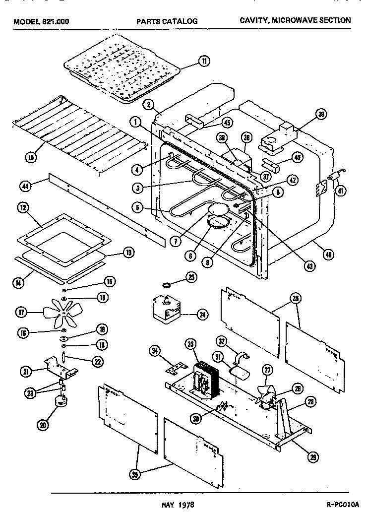 04 - Page 1 Diagram and Parts List for 621000  Whirlpool Microwave
