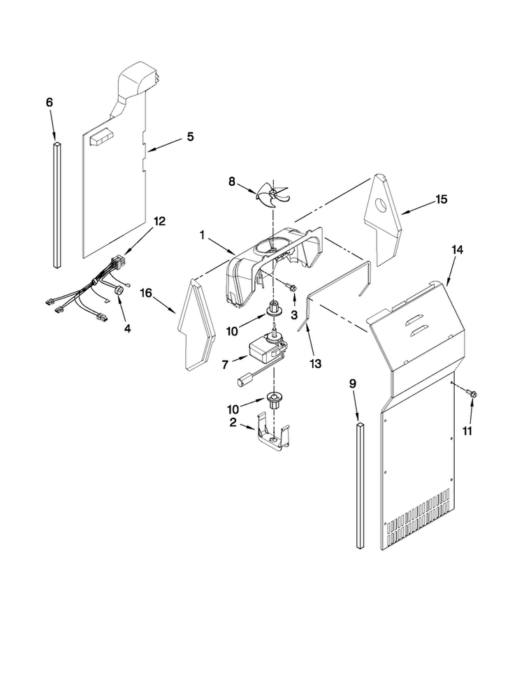Air Flow Parts Diagram and Parts List for 10651113210  Kenmore Refrigerator