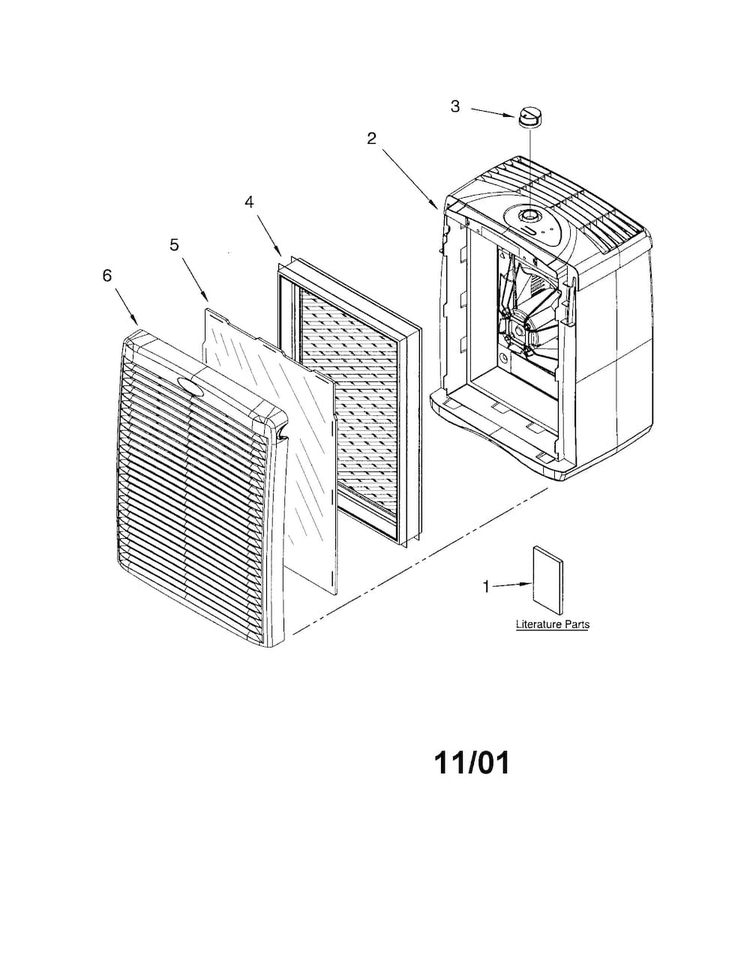 Air Cleaner Diagram and Parts List for 1064283230  Kenmore Air Purifier
