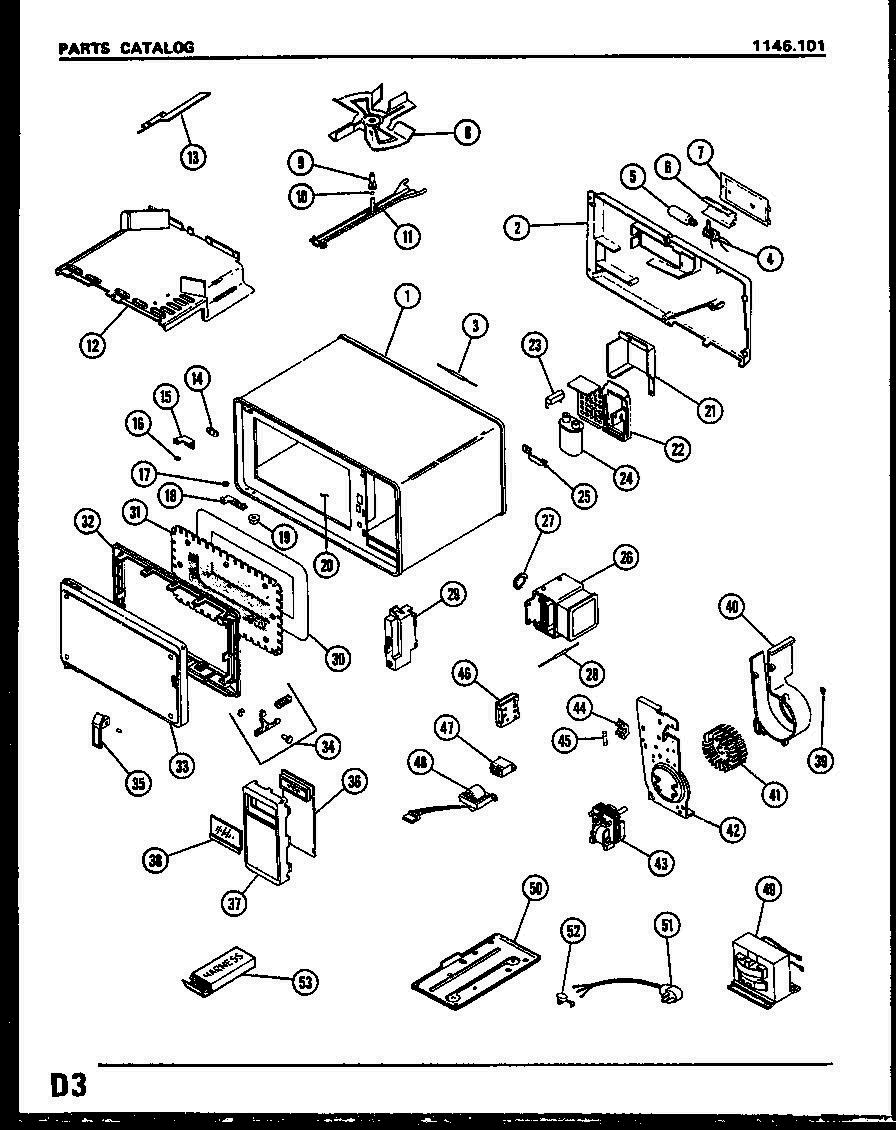 01 - Page 1 Diagram and Parts List for 1146101  Whirlpool Microwave