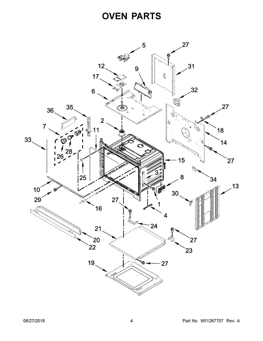 Oven Parts Diagram and Parts List for WOS72EC0HS01  Whirlpool Wall Oven