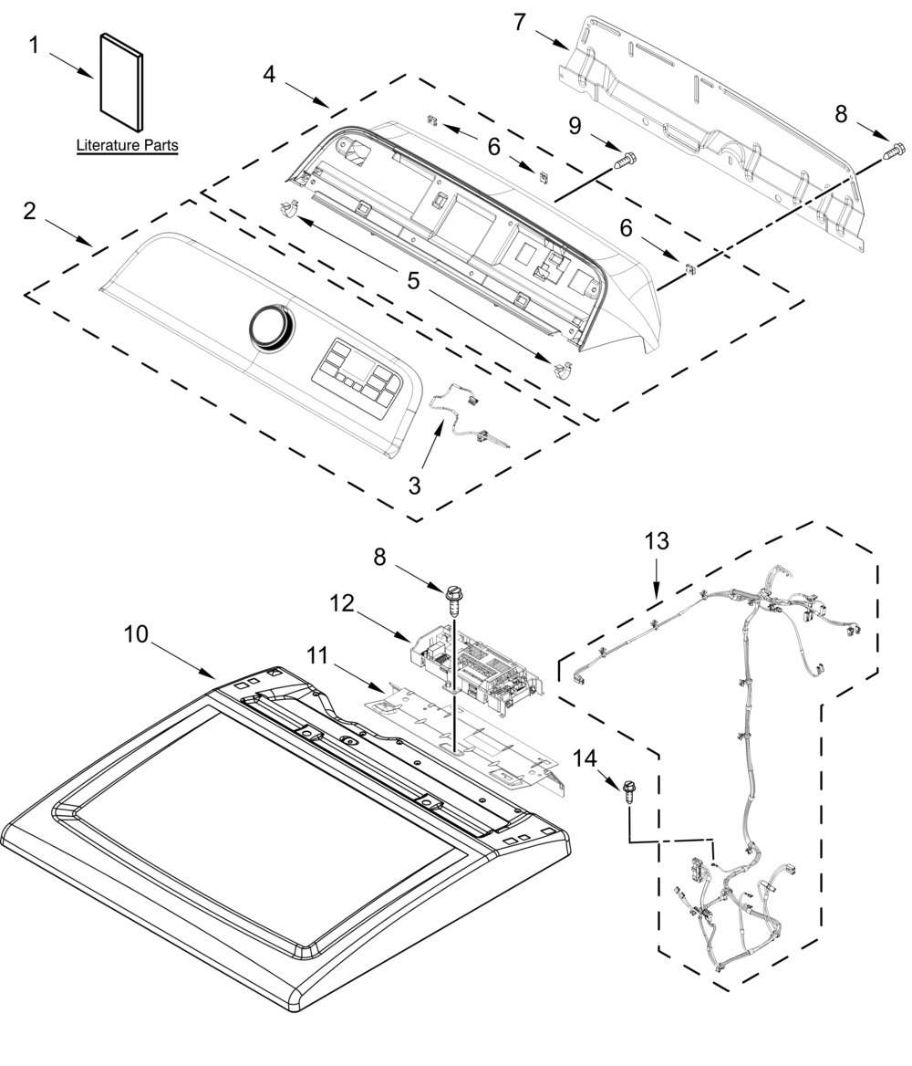 Top And Console Parts Diagram and Parts List for WGD8127LW4  Whirlpool Dryer