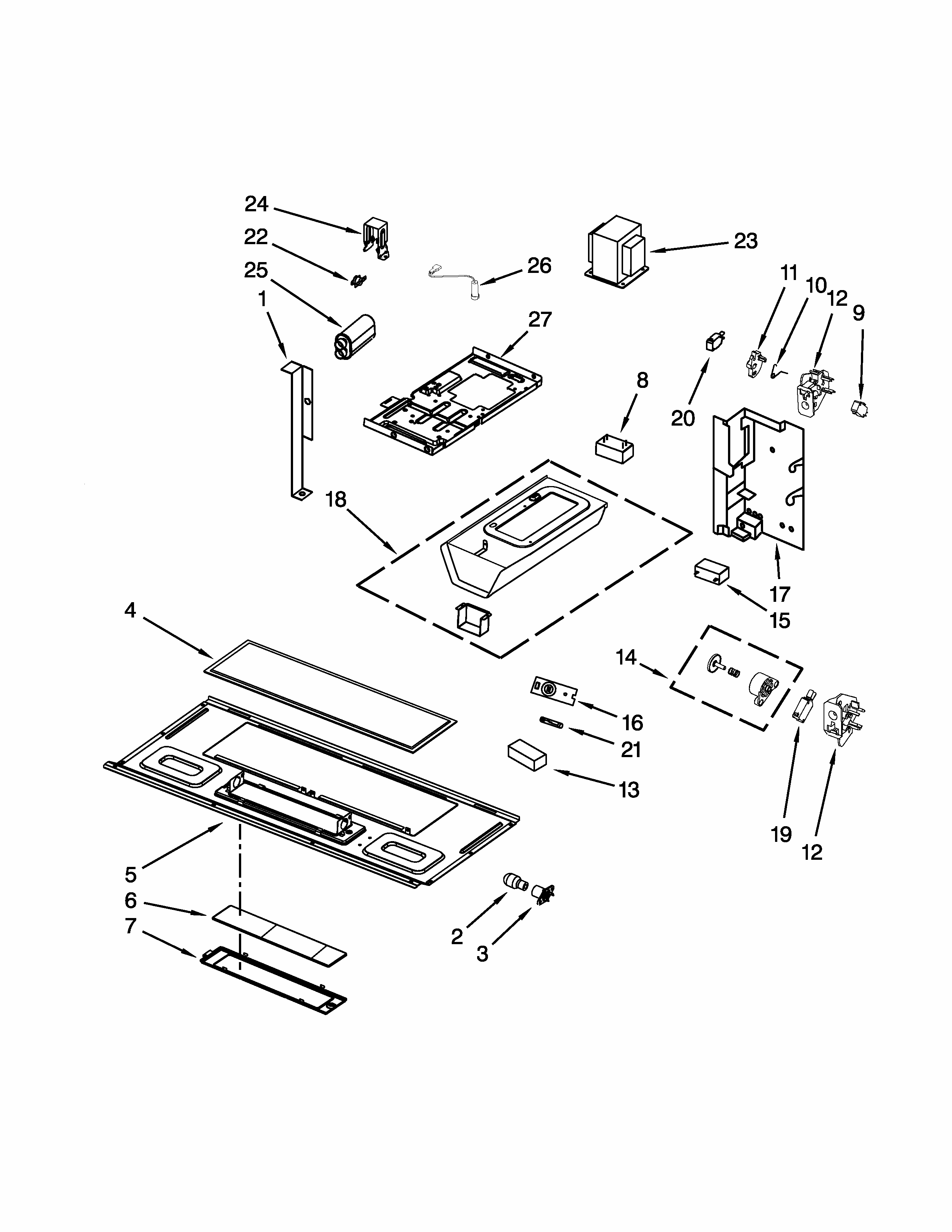 Interior And Ventilation Parts Diagram and Parts List for IMH205DS0  Whirlpool Microwave