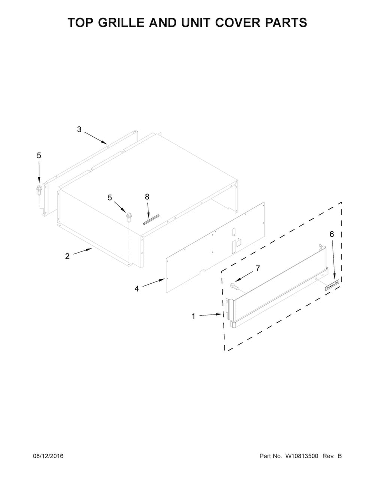Top Grille And Unit Cover Parts Diagram and Parts List for KBFN402ESS01  KitchenAid Refrigerator
