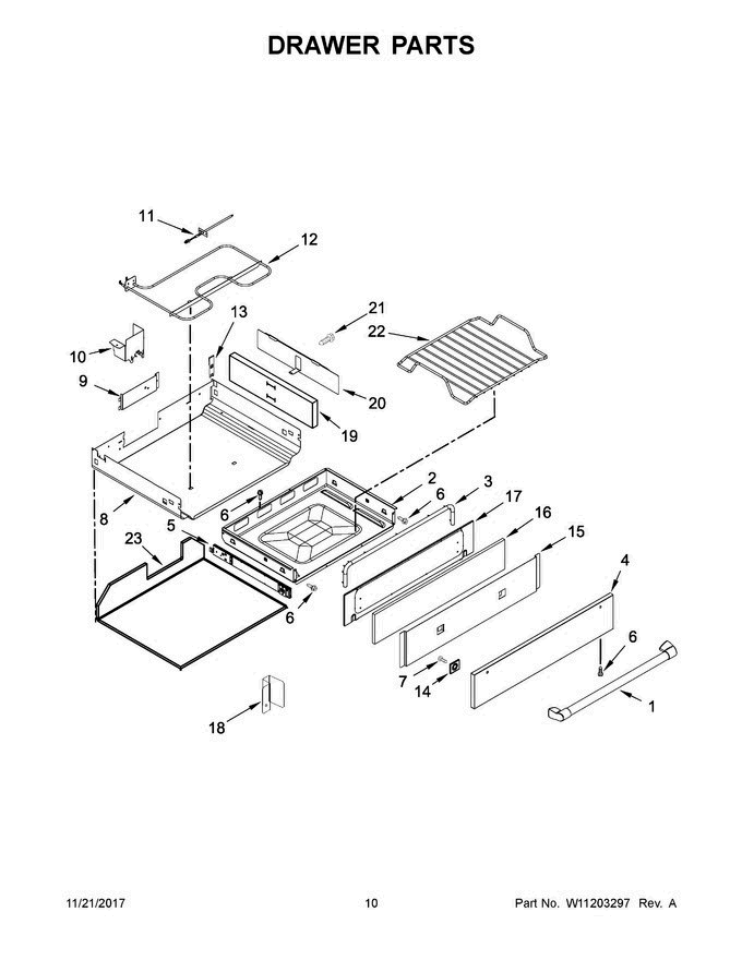 06 - Drawer Parts Diagram and Parts List for KSGB900ESS2  KitchenAid Range