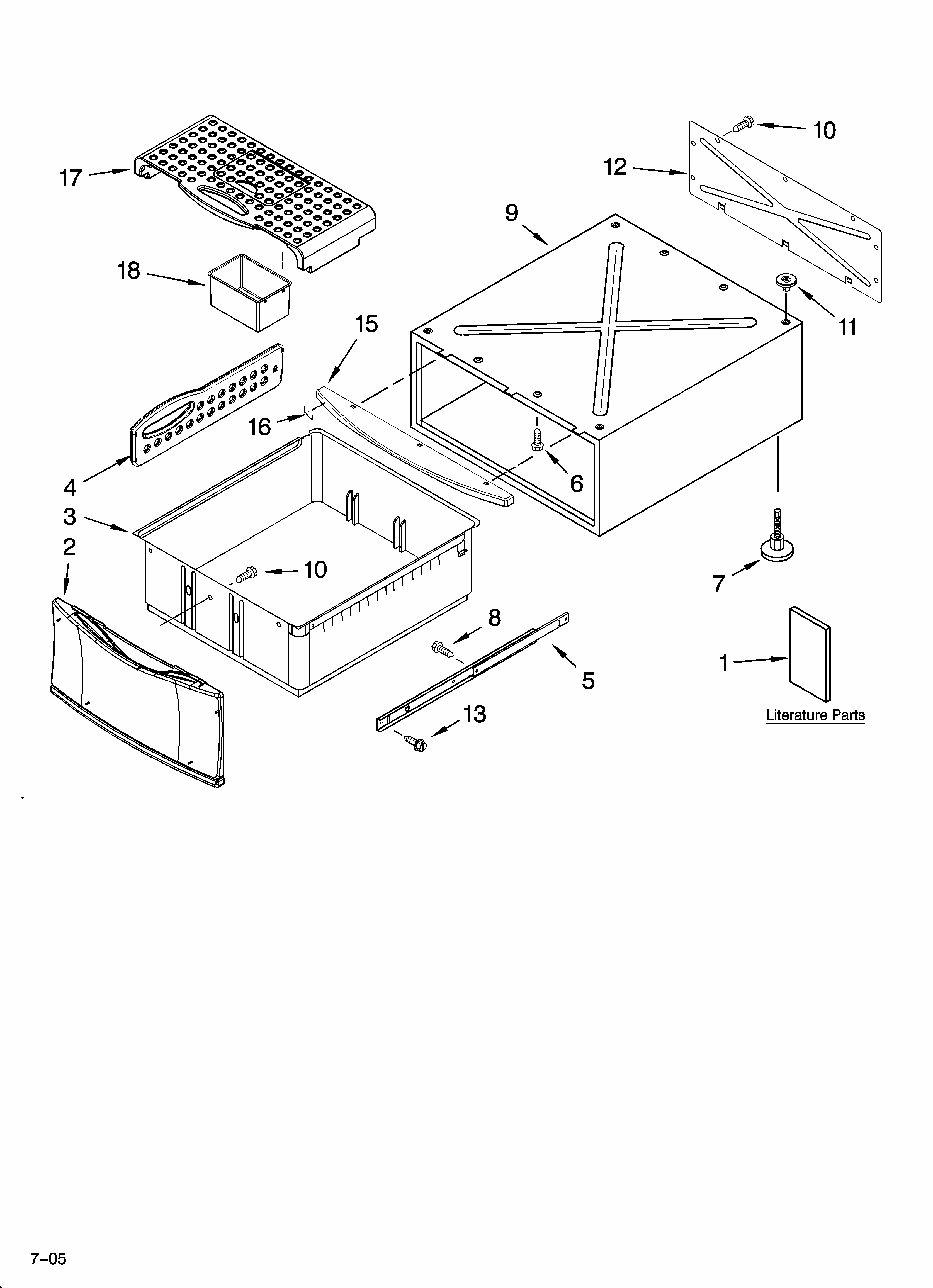Cabinet Parts Diagram and Parts List for 11055848401  Kenmore Laundry Accessories