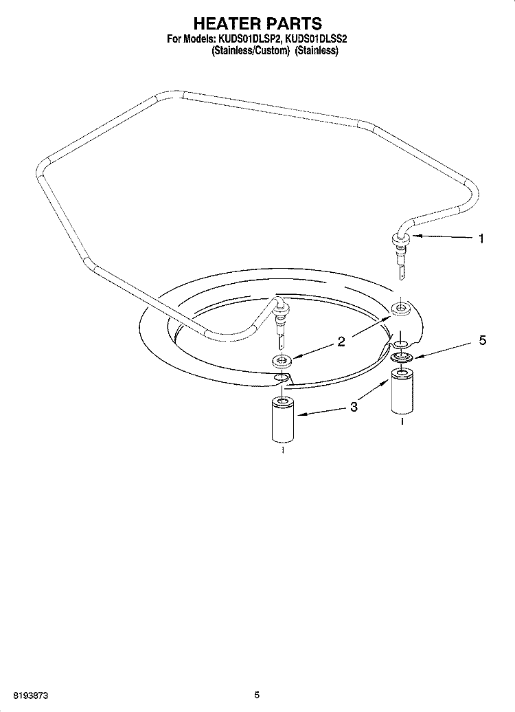 HEATER PARTS Diagram and Parts List for KUDS01DLSS2  KitchenAid Dishwasher