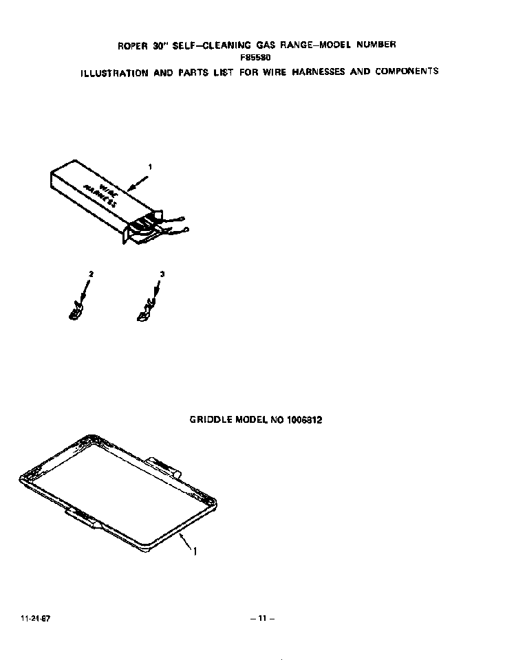 Wiring Harness And Components Diagram and Parts List for F8558*0  Roper Range