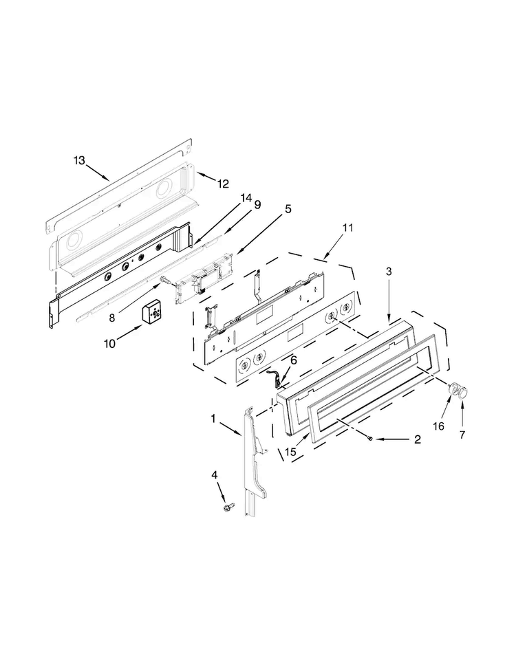 Control Panel Parts Diagram and Parts List for KFED500ESS00  KitchenAid Range