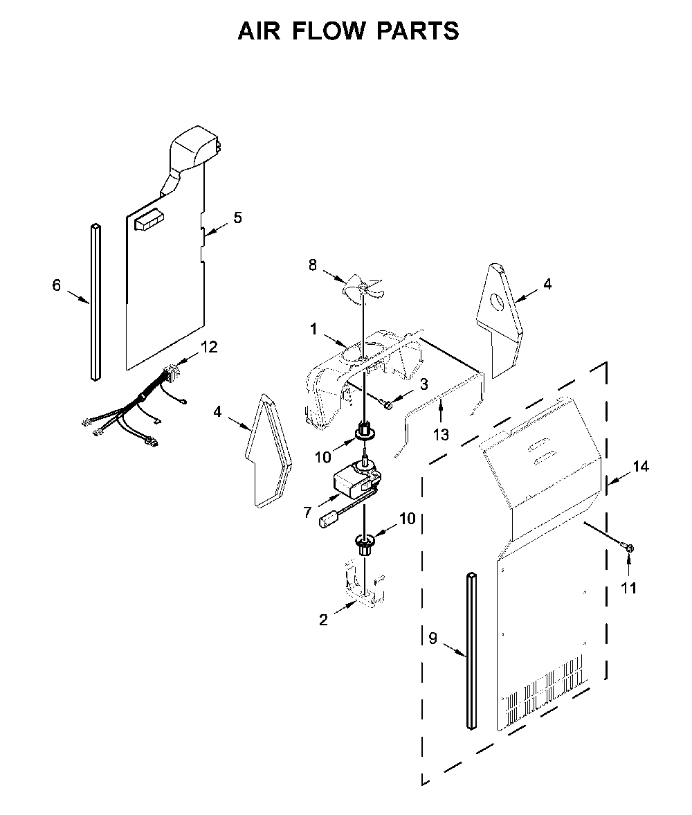 Air flow parts Diagram and Parts List for WRS311SDHB03  Whirlpool Refrigerator