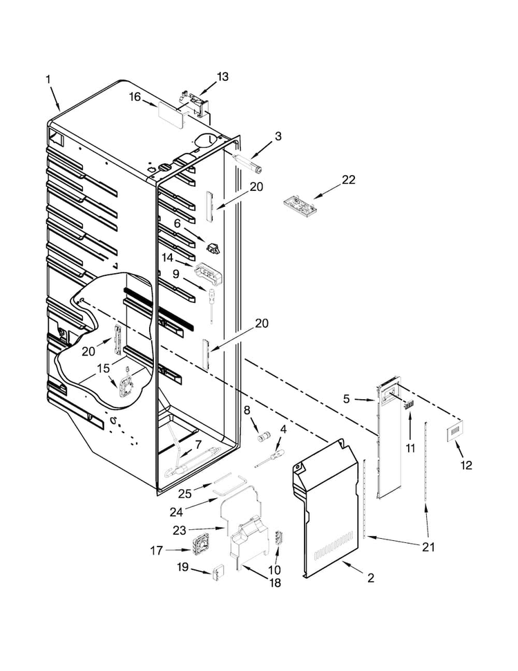 Refrigerator Liner Parts Diagram and Parts List for KRSC500ESS00  KitchenAid Refrigerator