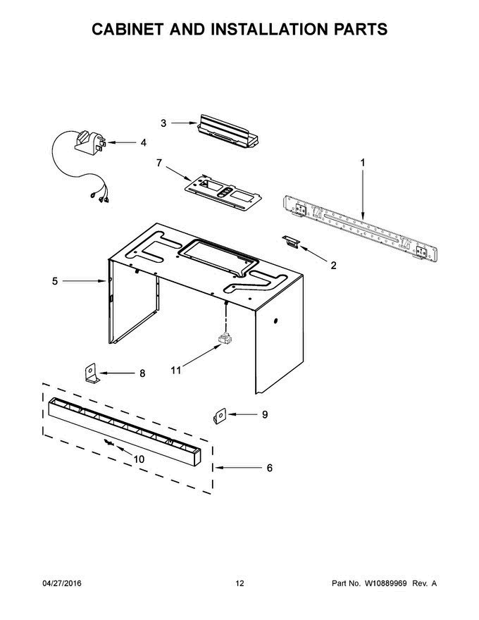 07 - Cabinet And Installation Parts Diagram and Parts List for YWMH31017AB4  Whirlpool Microwave